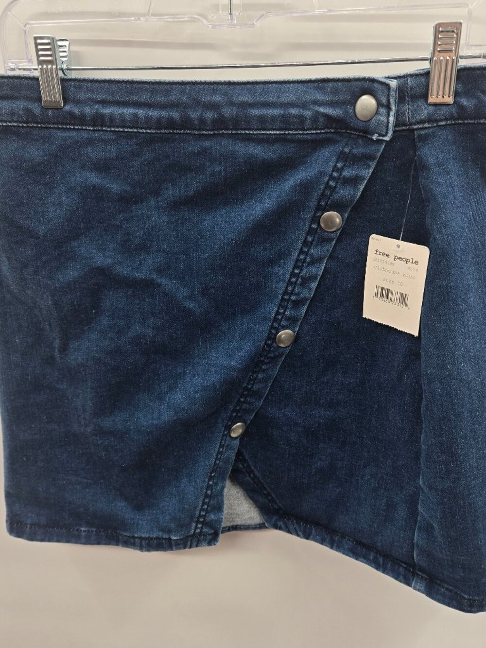 Free People We The Free Blue Wynne Asymmetrical Denim Mini Skirt Size 10